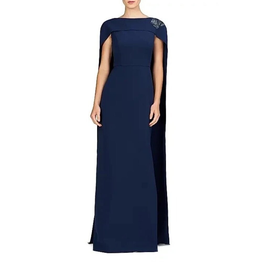 KAY UNGER ALEXANDRIA Formal Navy Blue Cape Gala Ball Gown Sz 4 New $388